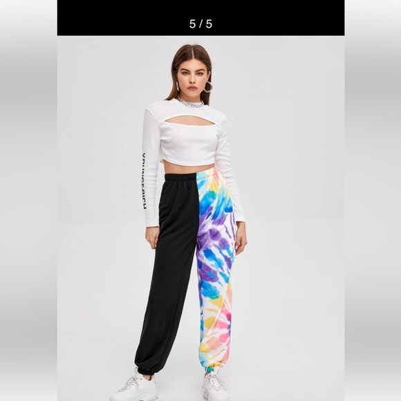 - Contrast Tie Dye Sweatpants/Joggers/Lounge Pants - Picture 1 of 7